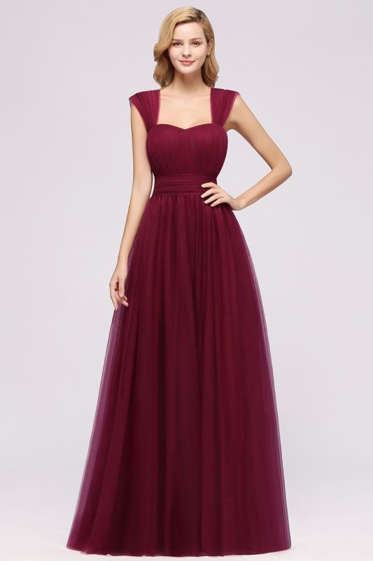 Chiffon Sweetheart Straps Sleeves Floor-Length Bridesmaid Dresses with Ruffles