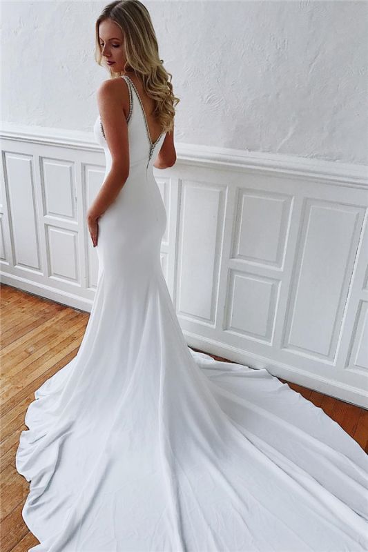 simple wedding dress long train