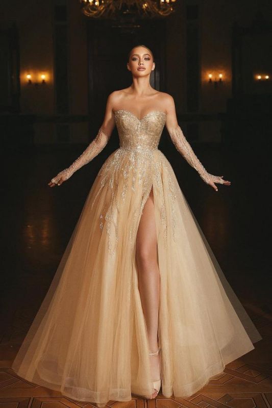 Robe de soirée élégante en Tulle, fente latérale, avec paillettes scintillantes, sans manches, longueur au sol, robe de bal