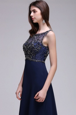 CALI | A-line Long Chiffon Dark Navy Vintage Prom Dresses with Rhinestones_3