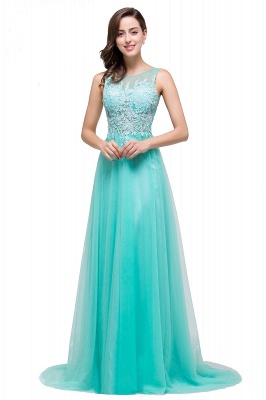 ABRIL | A-line Court Train Tulle Evening Dress with Appliques_37