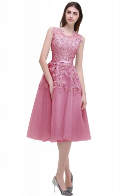 Tea-Length A-line Lace Appliques Beaded Party Dresses Sleeveless Short Homecoming Dresses_2