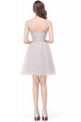 HARLOW | Elegant A-line Crew Mini Silver Bridesmaid Dresses With Ruffle_8