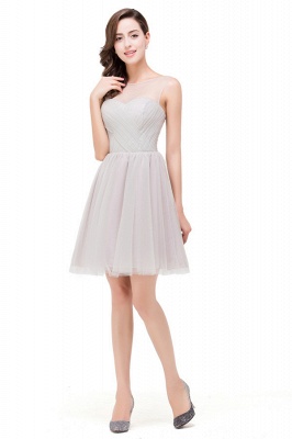 HARLOW | Elegant A-line Crew Mini Silver Bridesmaid Dresses With Ruffle_5