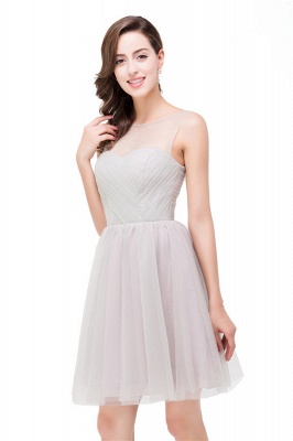 HARLOW | Elegant A-line Crew Mini Silver Bridesmaid Dresses With Ruffle_3