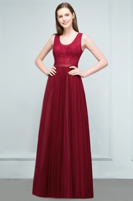 JULIANNA | A-line Scoop Long Sleevless Lace Top Burgundy Tulle Prom Dresses_1