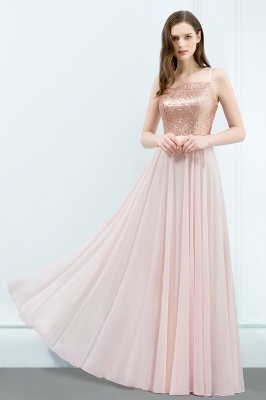 JORDYN | A-line Floor Length Spaghetti Sequined Top Chiffon Prom Dresses_4