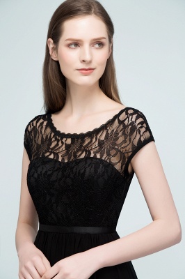 REBECCA | A-line Short Scoop Lace Top Chiffon Bridesmaid Dresses_10