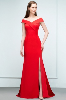 SUE | Mermaid Off-Shoulder-Länge bodenlangen Split Red Prom Kleider_5