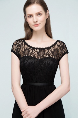 REBECCA | A-line Short Scoop Lace Top Chiffon Bridesmaid Dresses_5