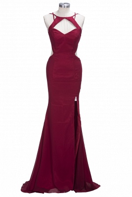 VICTORIA | Mermaid Sleeveless Long Cutouts Side Slit Burgundy Prom Dresses_1