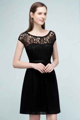 REBECCA | A-line Short Scoop Lace Top Chiffon Bridesmaid Dresses_7