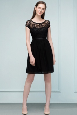 REBECCA | A-line Short Scoop Lace Top Chiffon Bridesmaid Dresses_8