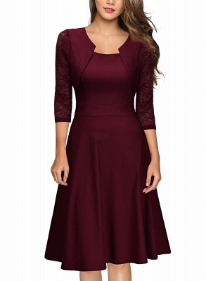 Half Sleeve Burgundy Women's Cocktail Evening Party Dress