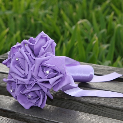 Simple Silk Rose wedding Bouquet in Multiple Colors_10