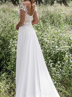 Sleeveless V-neck Lace Chiffon Sexy Bridal Gowns | Floor Length Wedding Dresses_3