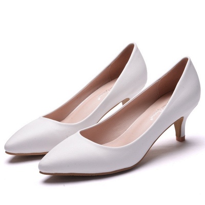 Fashion Pionted Toe PU Kitten Heel Wedding Shoes