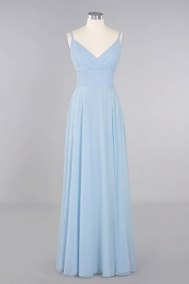 Stylish Spaghetti-Straps Sky Blue Slit Long Ruffle Chiffon Bridesmaid Dresses_10