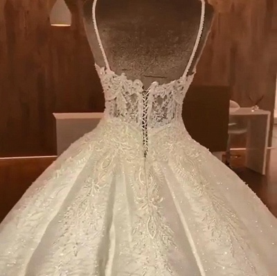 Luxury Ball Gowns Wedding Dresses  | Sexy Spaghetti Straps Lace Bridal Gowns_3