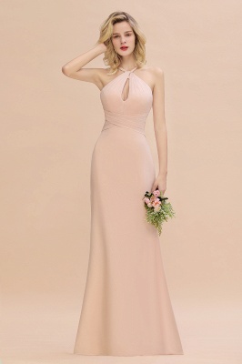 Chic Keyhole Champagne Chiffon Mermaid Long Bridesmaid Dresses