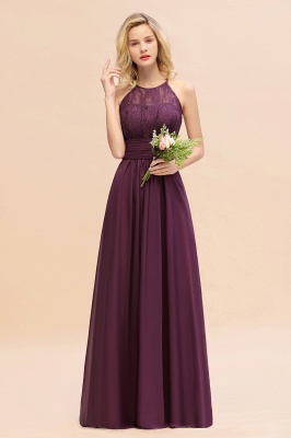 Halter Ruffles Sleeveless Bridesmaid Dress Lace Aline Wedding Guest Dress