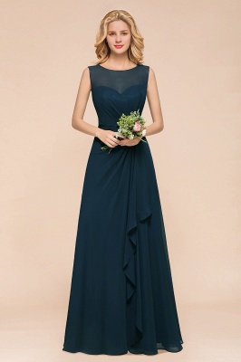 Ruffle Long Bridesmaid Dress Sleeveless Chiffon Wedding Guest Dress