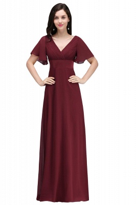 COLETTE | A-line Floor-length Chiffon Burgundy Prom Dress with Soft Pleats_1