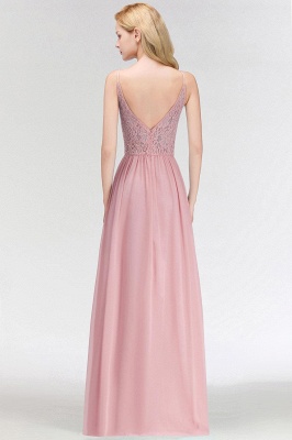 Keyhole Lace Chiffon Floor-Length Halter Long Bridesmaid Dress_3