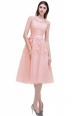 Tea-Length A-line Sheer-Neck Amazing Lace-Appliques Beaded Party Dresses_1