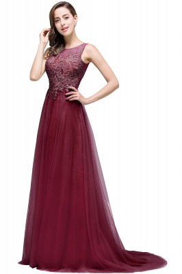 ABRIL | A-line Court Train Tulle Evening Dress with Appliques_5