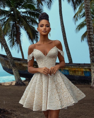 Chic Off Shoulder Floral Short Homecoming Dress Party Dress_3