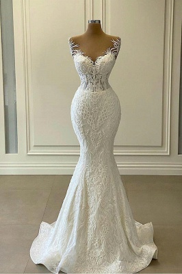 Gorgeous Sweetheart Mermaid Bridal Gown Sleeveless White Wedding Dress ...