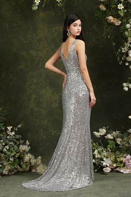 Sexy Slde Slit Prom Dress Glitter Paillettes V-Neck Robe de Soirée_8