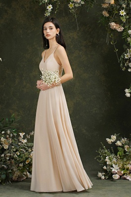 Elegant Sleeveless Aline Bridesmaid Dress V-Neck Long Evening Dress_16