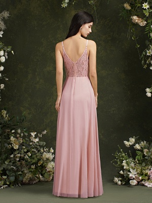 Elegant Sleeveless Aline Bridesmaid Dress V-Neck Long Evening Dress_13