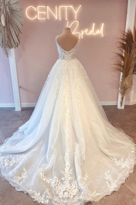 Chic Sweetheart A-line Wedding Dress Floral Lace Tulle Bridal Gown_2