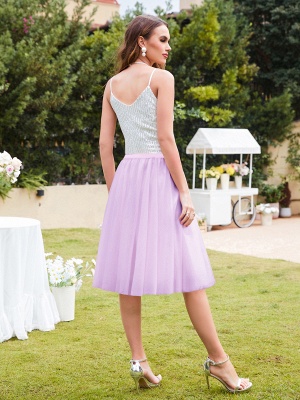 Tulle Knee-Length Dress  Prom Party Skirt for Girls Women_91