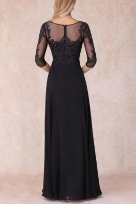 Half Sleeves Chffon Mother of the Bride Dress V-Neck Lace Appliques Wedding Formal Dress_2