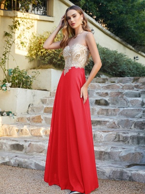 Robe de soirée élégante en mousseline de soie, sans manches, avec des appliques en dentelle, robe formelle_37