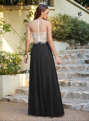 Robe de soirée élégante en mousseline de soie, sans manches, avec des appliques en dentelle, robe formelle_28