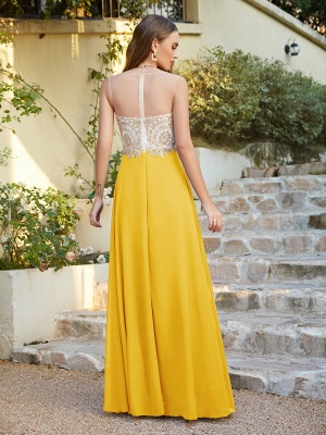 Robe de soirée élégante en mousseline de soie, sans manches, avec des appliques en dentelle, robe formelle_40