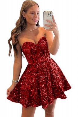 Sequin Short Homecoming Dresses for Teens Sparkly Prom Dress Tight Cocktail Dresses with Pocket_1