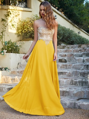 Robe de soirée élégante en mousseline de soie, sans manches, avec des appliques en dentelle, robe formelle_42