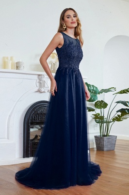 ABRIL | A-line Court Train Tulle Evening Dress with Appliques_13