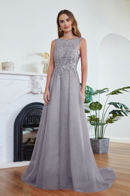 ABRIL | A-line Court Train Tulle Evening Dress with Appliques_9