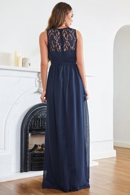 CHELSEA | Sheath Round neck Floor-length Navy Blue Prom Dress_12