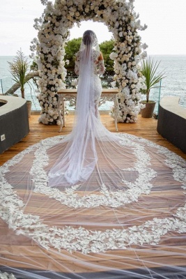 Gorgeous Sweetheart FLoral Lace Sequins Mermaid Bridal Gown with Sleeves Appliques Wedding Dress with Sweep Train_2