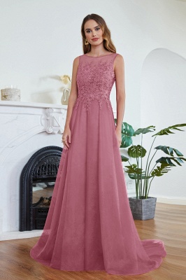 ABRIL | A-line Court Train Tulle Evening Dress with Appliques_3