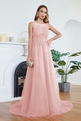 ABRIL | A-line Court Train Tulle Evening Dress with Appliques_2