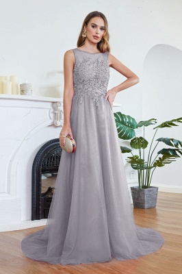 ABRIL | A-line Court Train Tulle Evening Dress with Appliques_27